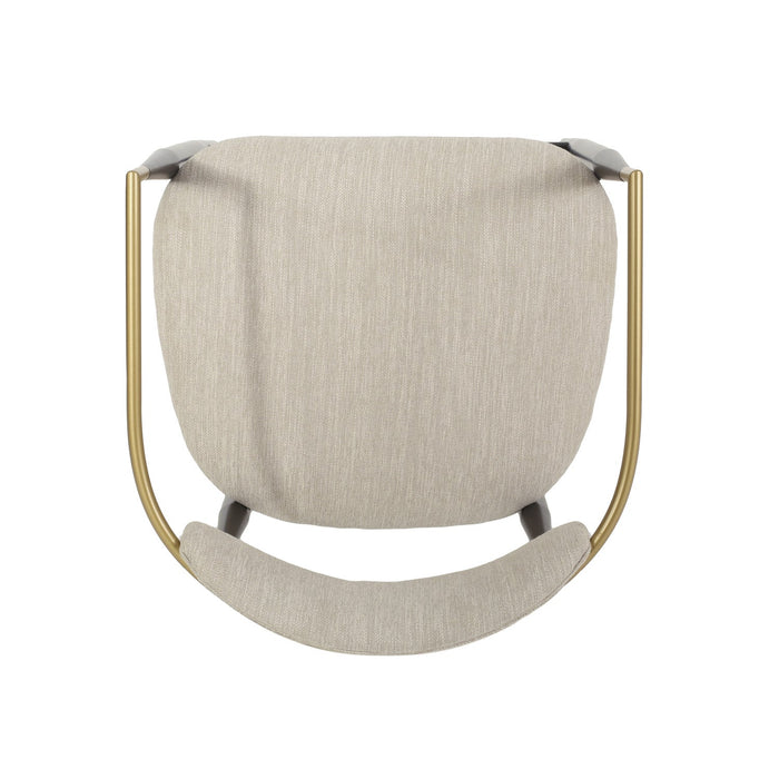 Aubrey Counter Stool Set Of 2 With Open Back,fabric Upholstery, Metal Frame - Beige 