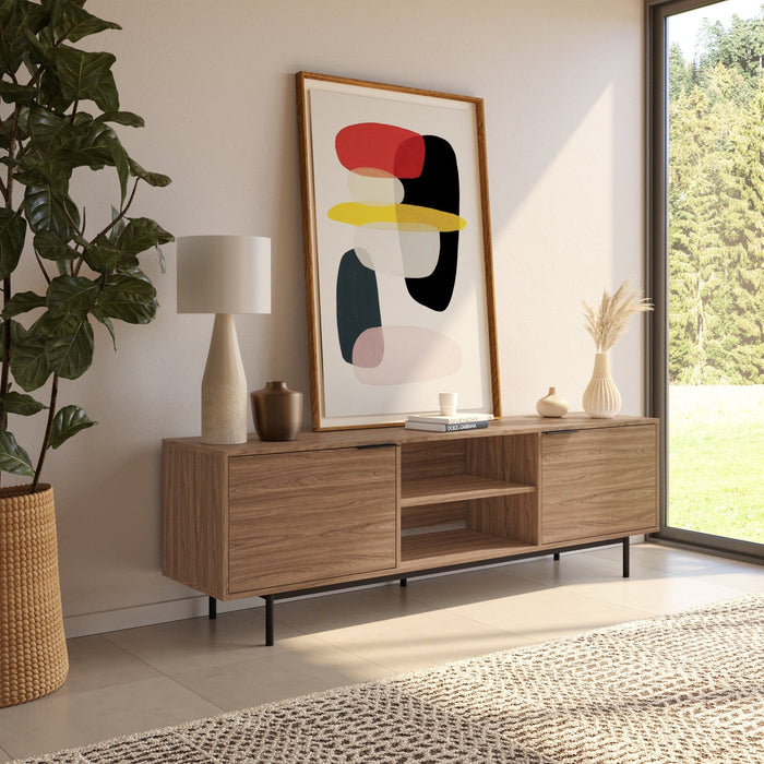 Nordika Hamilton 70\" TV Stand with 2 Storage Cabinets - Light Walnut 