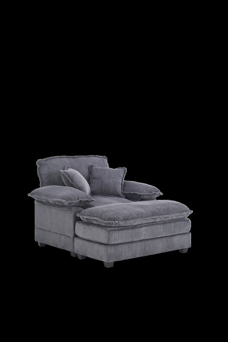 Liam 46.9\" Modern indoor corduroy sofa with 2 soft cushions ,Grey Sofa  