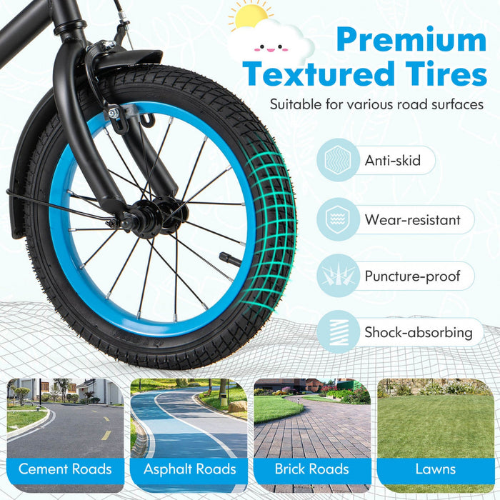 Costway 14" Kids Bike With Adjustable Saddle Handlebar Removable Training Wheels Handbrake Black