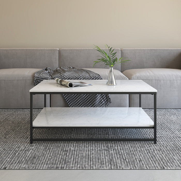 Nimbus Rectangular Coffee Table With Dual Marble Surfaces 