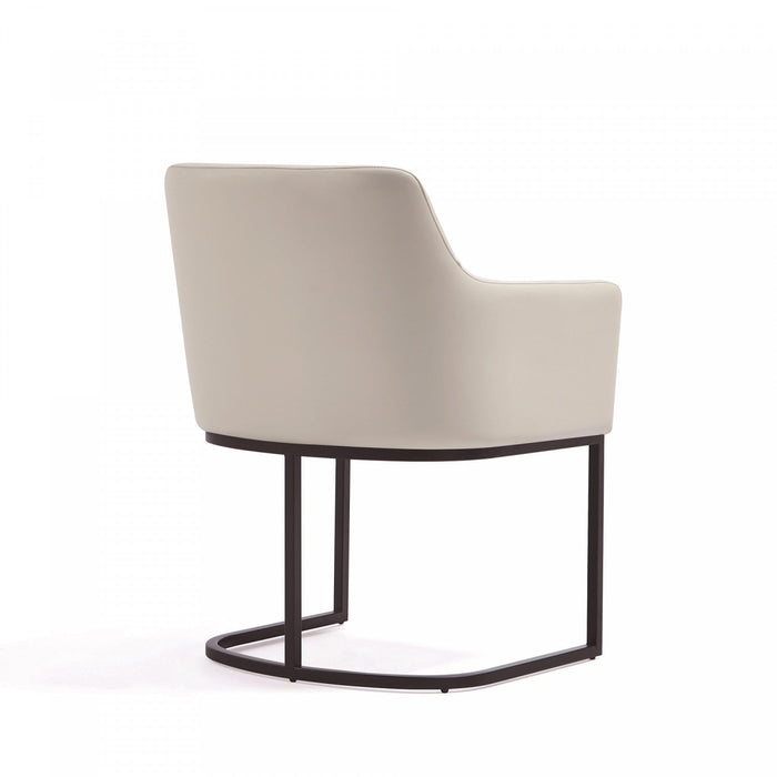 Serena Modern Metal Vegan Leather Armchair in Ivory - Set of 2 Dining Chair 