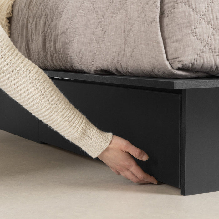 Step One Platform Bed With Drawers - Pure Black 