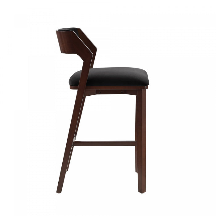 Patricia Modern Wood Upholstered Barstool in Black Bar Stool 