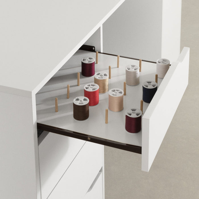 Crea Sewing Craft Table On Wheels - Pure White 