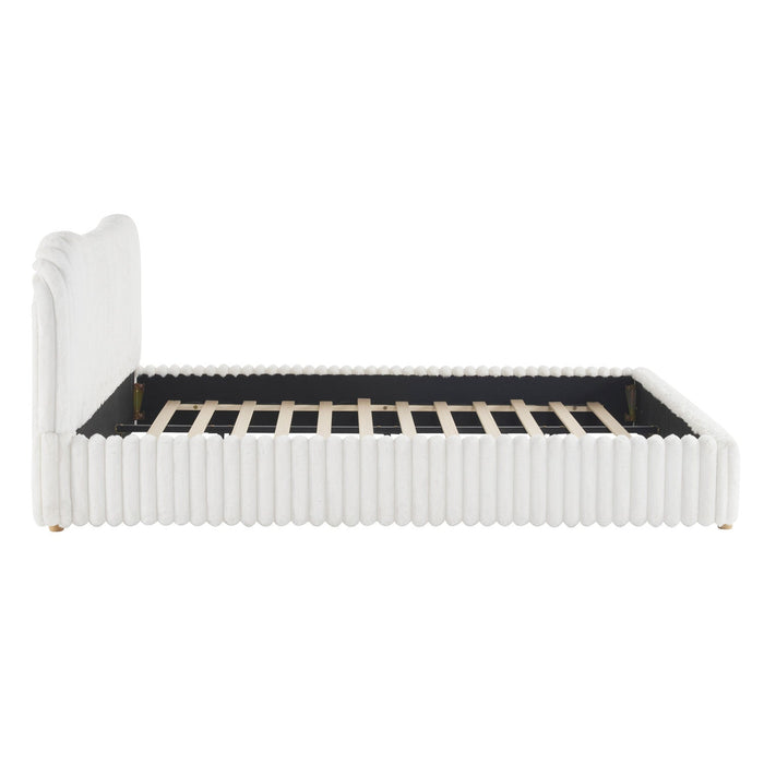 Luna Upholstered Bed with Plush Headboard,King Size - White 