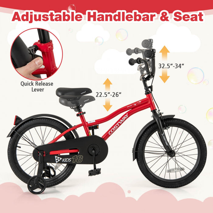 Costway 18" Kids Bike For 4-8 Years Old Boys & Girls With Adjustable Seat Handbrake Reflectors Red