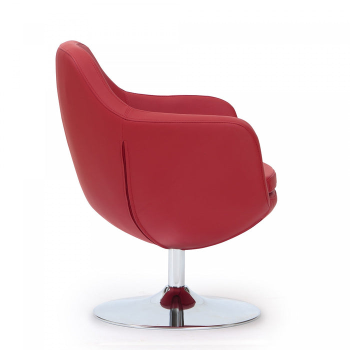 Caisson Modern Upholstered Swivel Lounge Chair in Red - Set of 2 