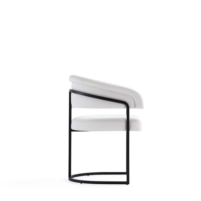 Augusta Modern Metal Vegan Leather Dining Chair in White - Set of 4 