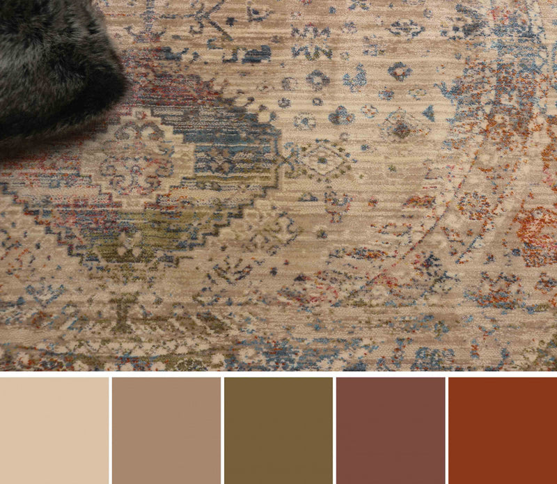 Ethel Traditional 5'0\" x Area Rug in Multi Indoor Area Rug 