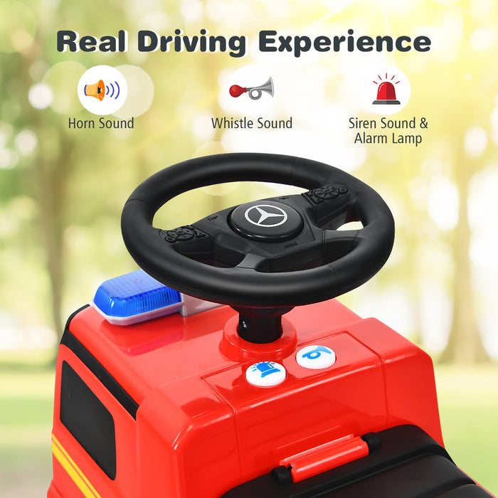 Costway Kids Ride On Fire Engine Licensed Mercedes Benz Push And Ride Racer Red