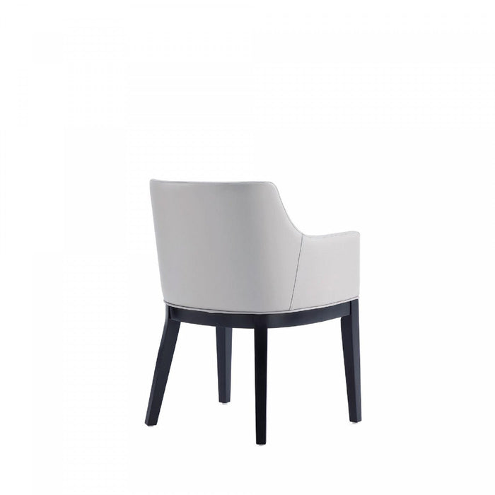 Gansevoort Modern Wood Vegan Leather Armchair in Light Gray - Set of 2 