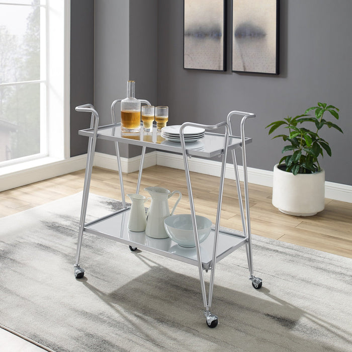 Silver Mid-Century Bar Cart