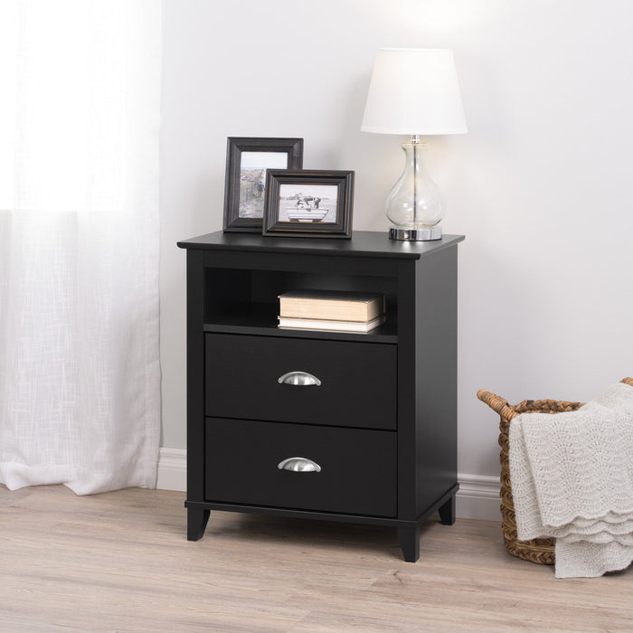 Yaletown 2-Drawer Tall Nightstand - Black