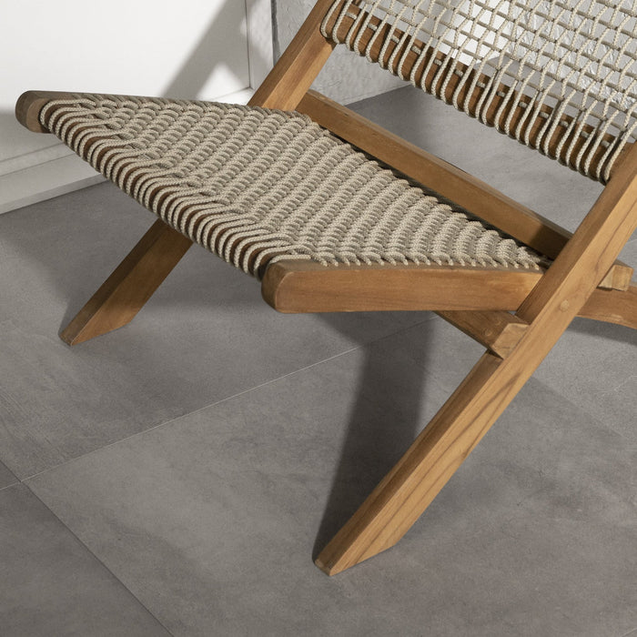 Agave Wood Woven Rope Lounge Chair – Beige/Natural