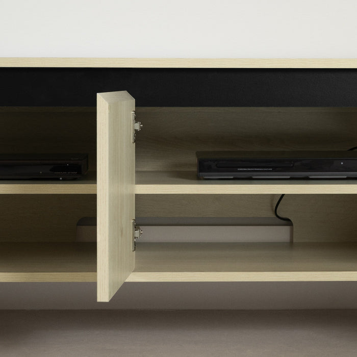 Flam 59\" TV Stand with Doors - Bleached Oak