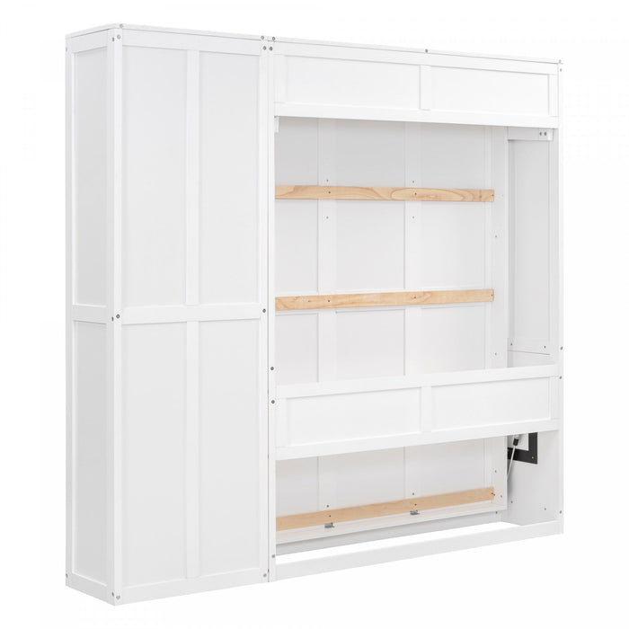 Jocelyn Space-saving Full Murphy Bed With Shelves - White 