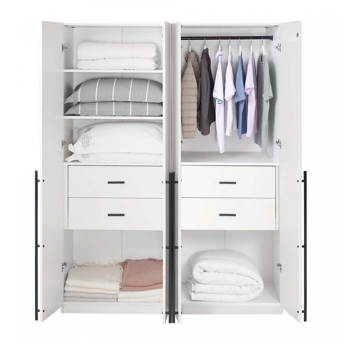 Lee Modern 2-Piece Wardrobe Closet in White Armoire 