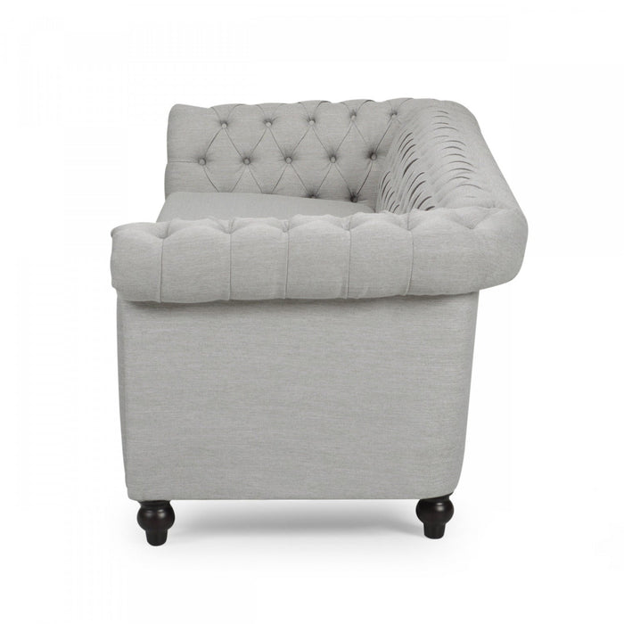 Colin Fabric 3 Seater Sofa With Tufted Back And Nailhead Trim - Grey 