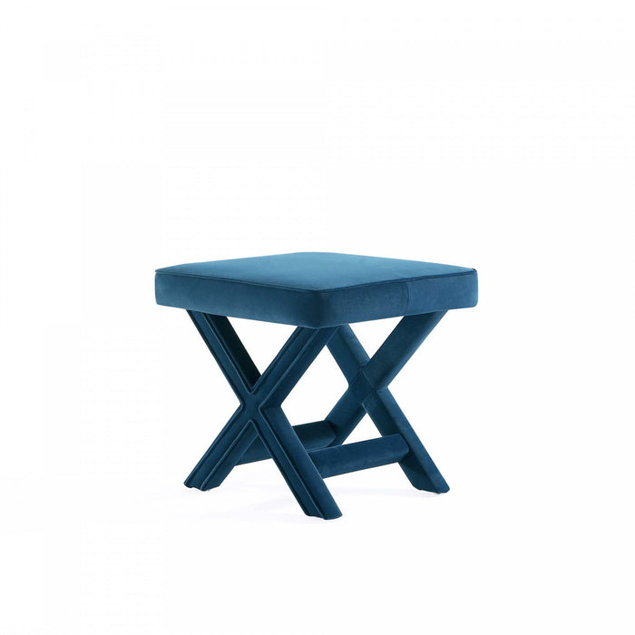 Abigail Mid-Century Modern Upholstered Velvet Accent Bench in Blue 