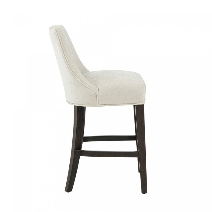 Beever Modern Wood Chenille Counter Stool in Cream 