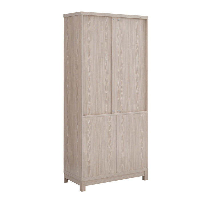 Jodie Mid-Century Modern 31\" Bookcase Cabinet in Whitewashed Oak (6-Shelf) - Set of 2 