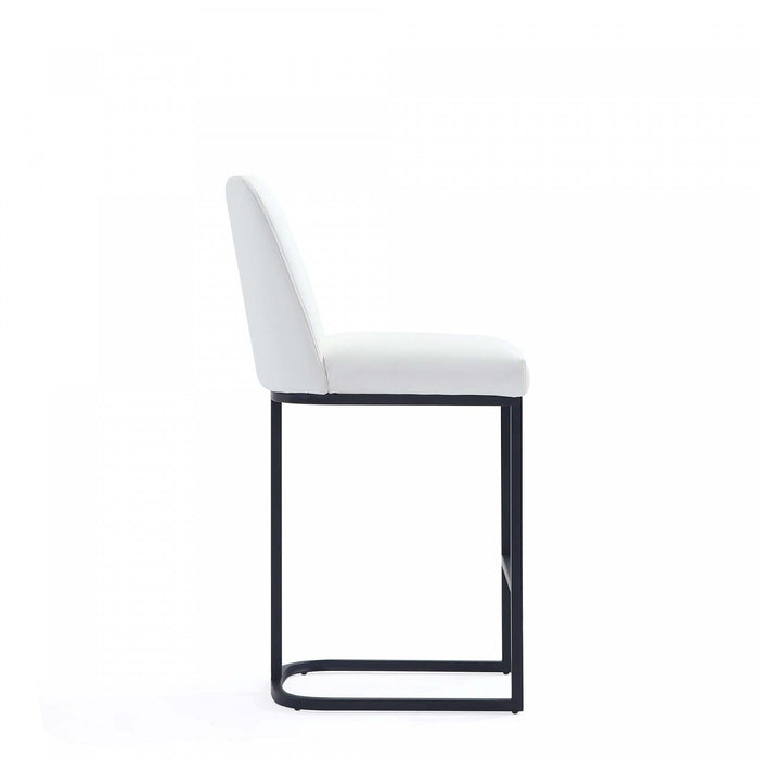 Serena Modern Metal Upholstered Counter Stool in White Armoire 