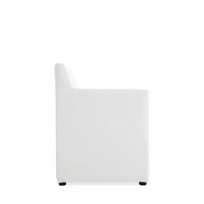 Anna Square Modern Vegan Leather Armchair in White - Set of 2 