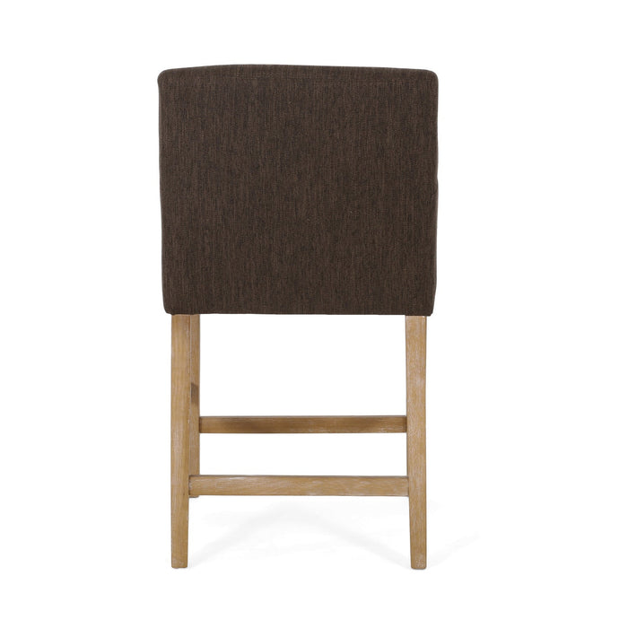 Gabrielle 26\" Seat Height Counter Stool With Upholstered Fabric And Solid Wood Legs - Brown 