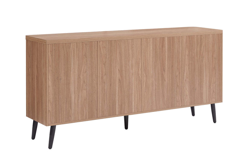 Jodie Mid-Century Modern 65\" Fluted Sideboard in Maple Buffet 