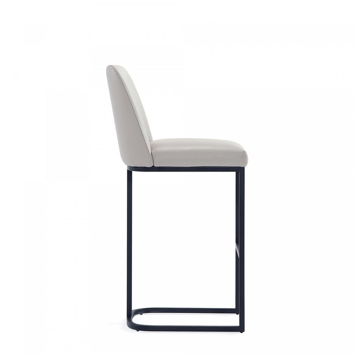 Serena Modern Metal Upholstered Barstool in Light Gray - Set of 3 Bar Stool 