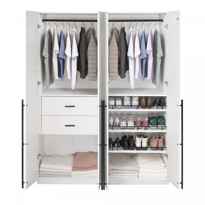 Lee Modern 2-Piece Wardrobe Closet in White Armoire 
