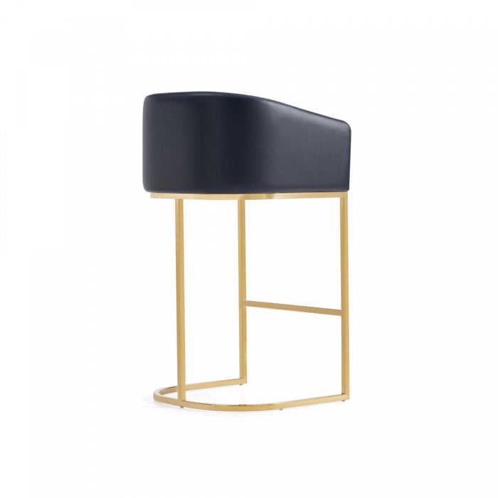 Louvre Mid-Century Modern Metal Upholstered Barstool in Black - Set of 3 Bar Stool 
