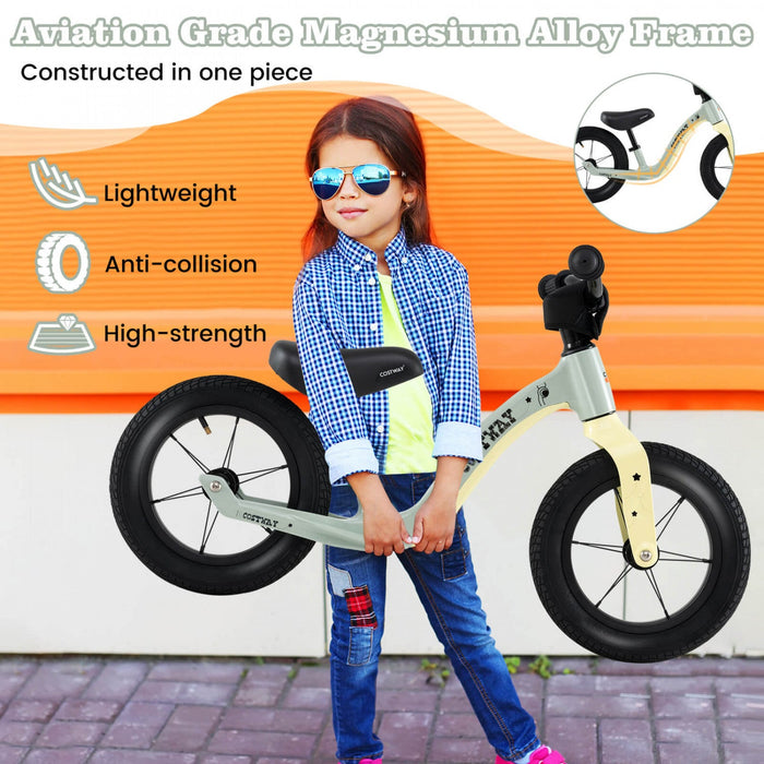 Costway 12 Inch Magnesium Toddler Balance Bike No Pedal Training Toddler Balance Bike Green