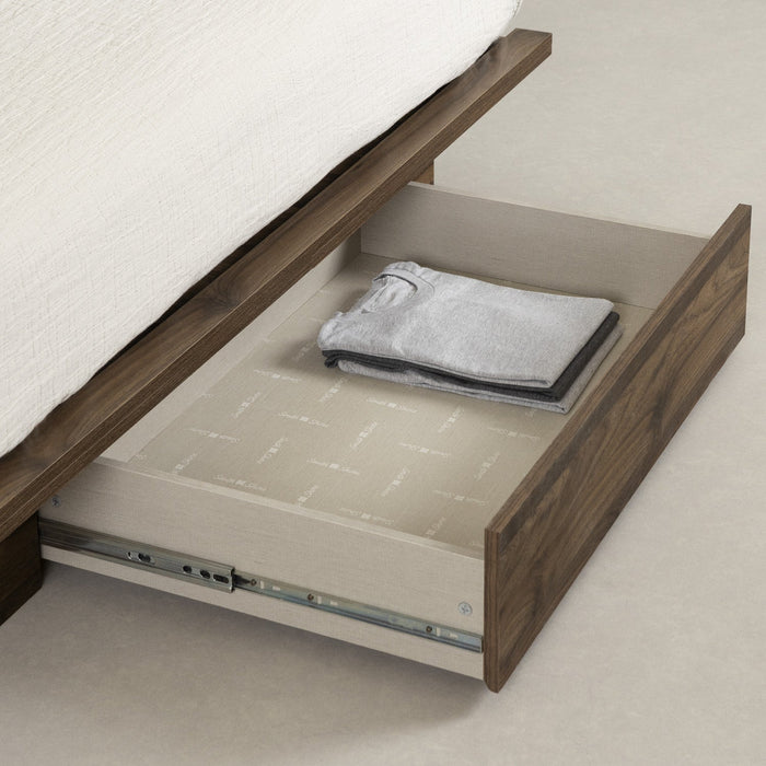 Musano Platform Bed And Headboard Set Natural Walnut - South Shore Queen Bed