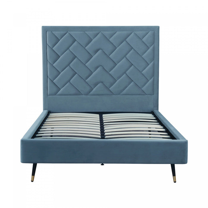 Crosby Modern Upholstered Velvet Full Bed in Blue 