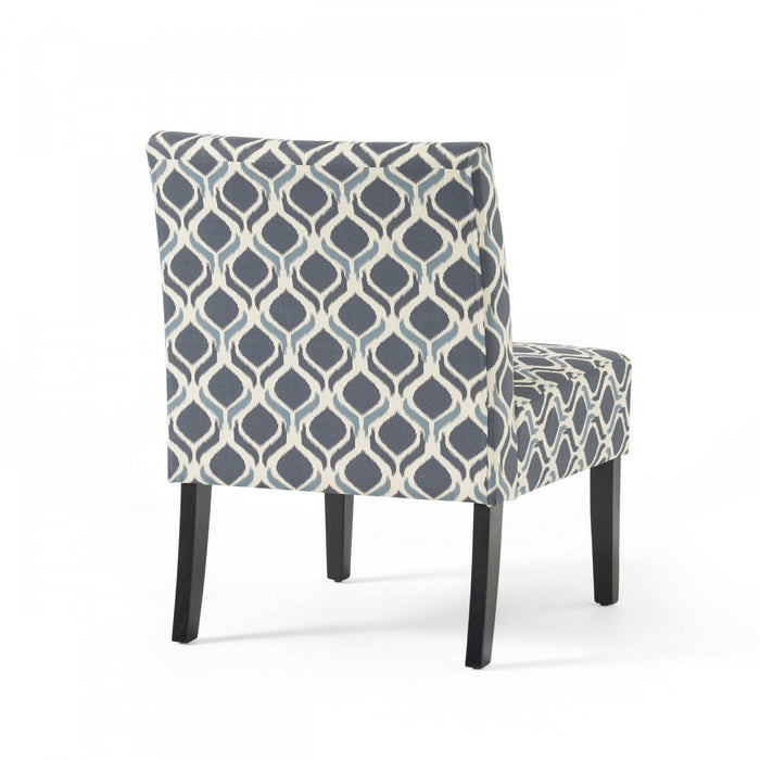 Oliver Linen-look Fabric Accent Chair With Rubberwood Legs - Blue and Grey 