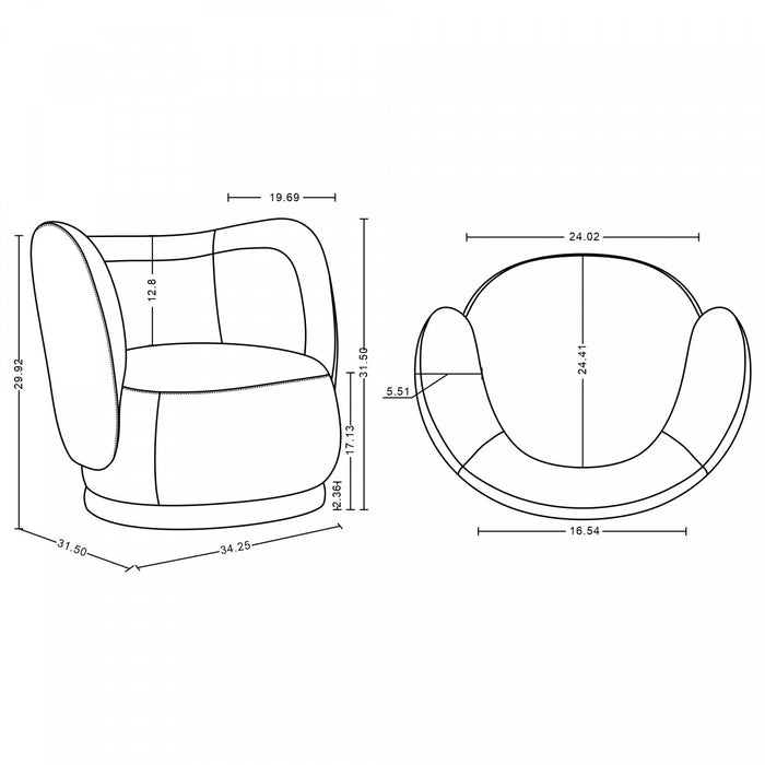 Siri Modern 2-Piece Sofa Set in Cream 