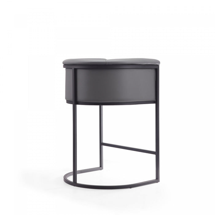 Cosmopolitan Mid-Century Modern Metal Upholstered Counter Stool in Gray - Set of 3 Bar Stool 