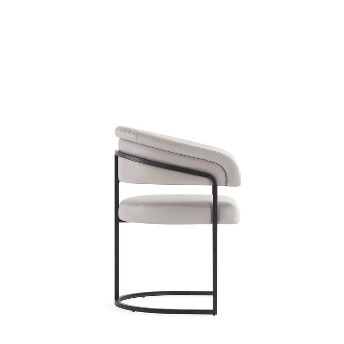 Augusta Modern Metal Vegan Leather Dining Chair in Light Gray - Set of 4 