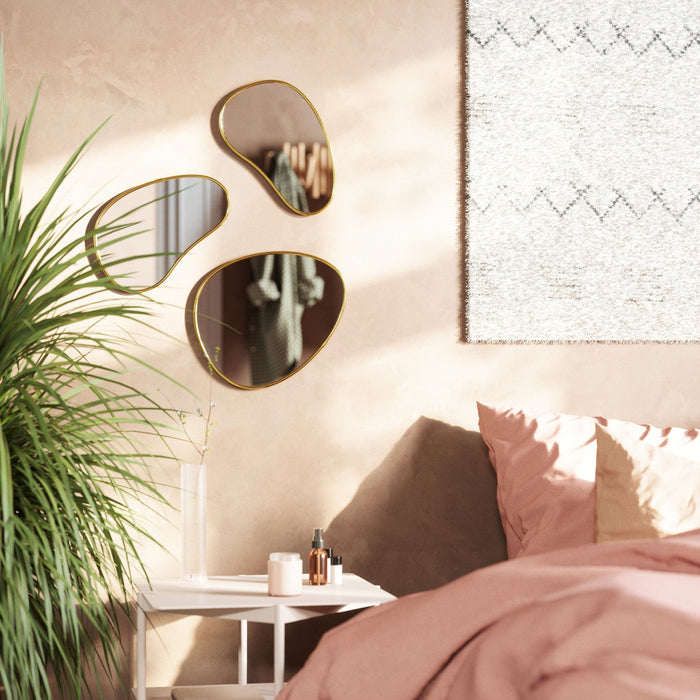 Umbra Hubba Brass Pebble Mirrors - Set of 3