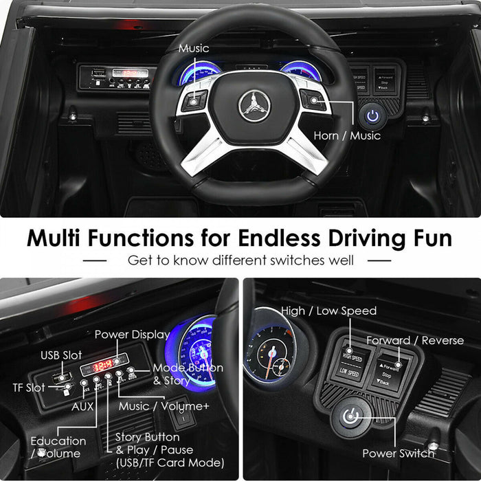 12v Licensed Mercedes-benz Kids Ride On Car Rc Motorized Vehicles W/ Trunk Black