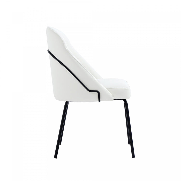 Gracie Modern Metal Vegan Leather Dining Chair in White and Black 