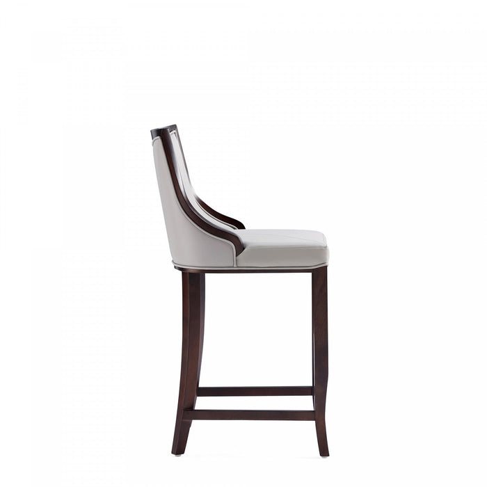 Emperor Traditional Wood Upholstered Barstool in Light Gray - Set of 2 