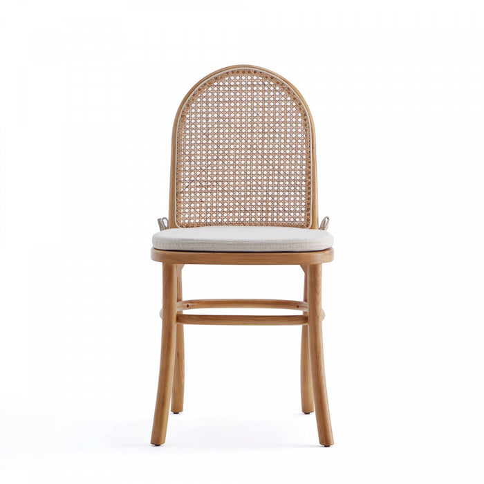 Paragon Industry Chic Cane Back Wood Upholstered Dining Chair in Oatmeal - Set of 4 