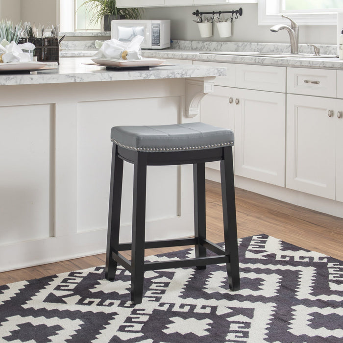Claridge Faux Leather Backless Counter-Height Stool - Grey
