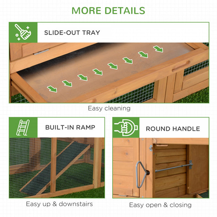 Pawhut 2-tier Chicken Coop Wooden Hen House Rabbit Hutch Poultry Cage Pen Outdoor Backyard With Run 