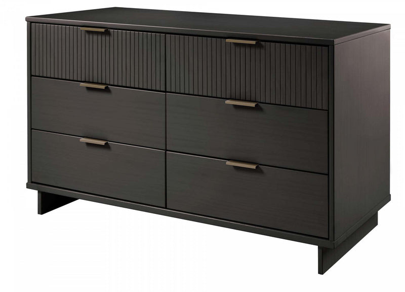 Granville Modern 55\" Dresser in Charcoal Gray (6-Drawer) 