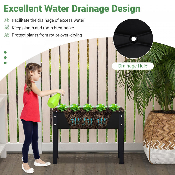 Costway 24" Raised Garden Bed With Legs Metal Elevated Planter Box Drainage Hole Backyard