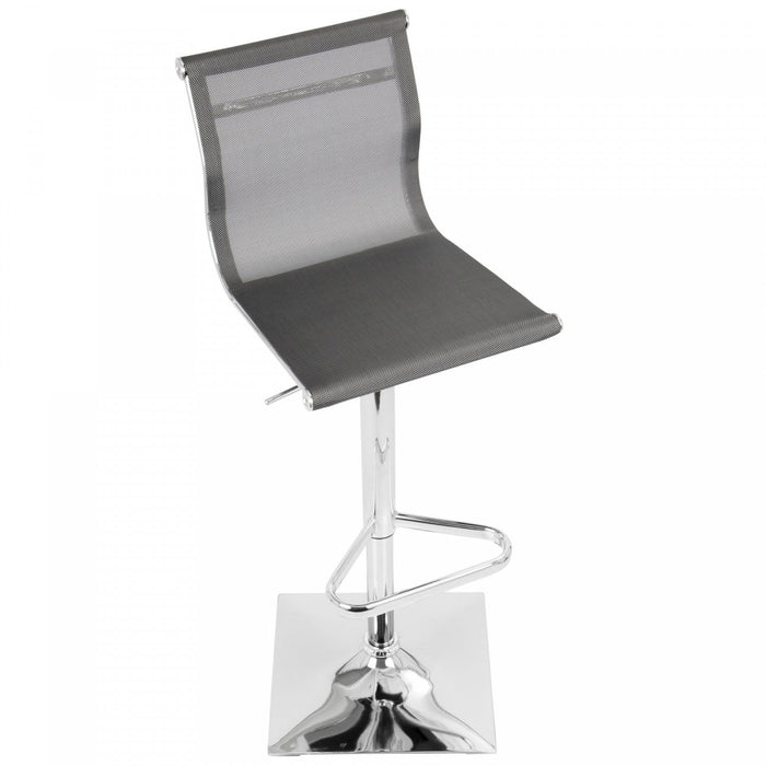 LumiSource Mirage Fabric Contemporary Adjustable Barstool with Swivel - Silver